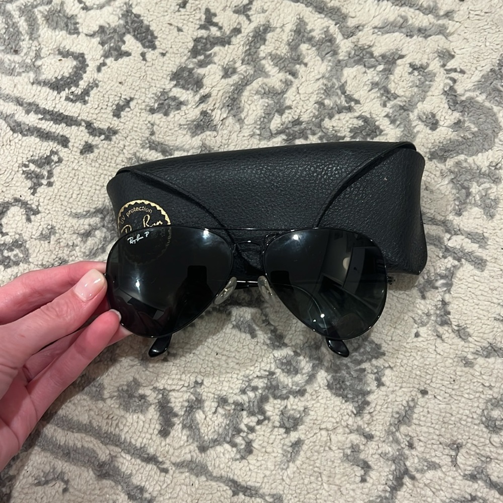 Ray Ban Aviator large titanium sunglasses